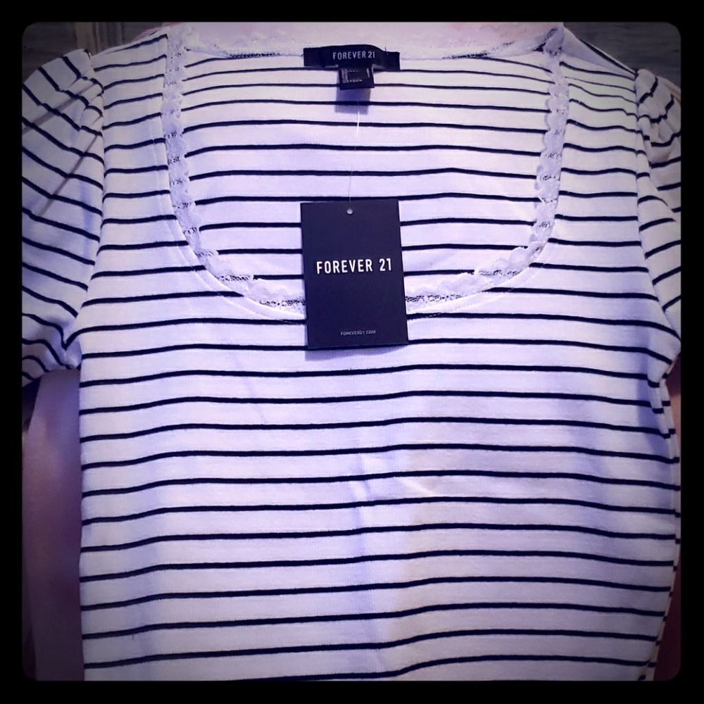 Black and white striped blouse